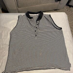 Talbots Black and White Striped Top
